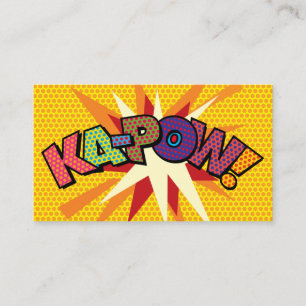 Cartão De Visita KA-POW Diversão Revista em Quadrinhos Retro