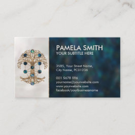 Cartão De Visita Kabbalah A Árvore da Vida Abalone e Dourado