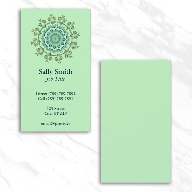 Cartão De Visita Kaleidoscópio de Couve-Flor Verde (Green Shell Kaleidoscope Business Card)