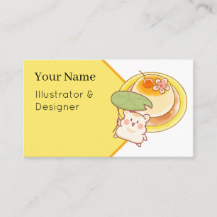 Cartão De Visita Kawaii Hamster Pudim Japonês - Sobremesa Purin Ar