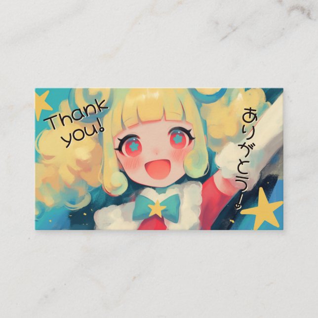 Cartão De Visita Kawaii Japanese Thank You for Purchase (Frente)