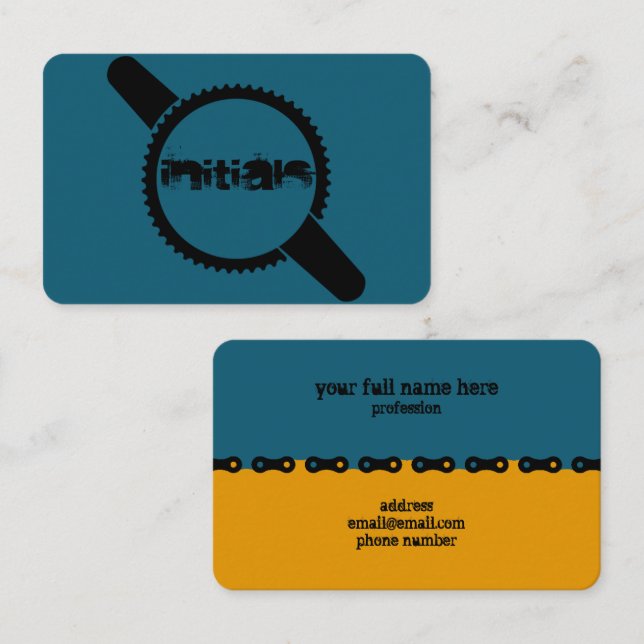 Cartão De Visita Keep Turning That Crank Blue Orange (Frente/Verso)