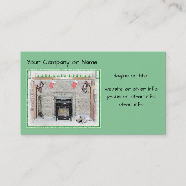 Cartão De Visita Keeshond Christmas Puppy Dog by Lareira Painting (Frente)