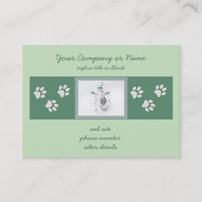 Cartão De Visita Keeshond Christmas Snowman Pinting Art (Frente)