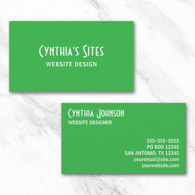 Cartão De Visita Kelly Green e White Retro Bold (Kelly Green and White Retro Bold Business Card)