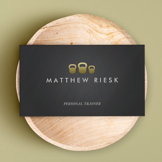 Cartão De Visita Kettle Bell Personal Trainer Malhação Preto (Criador carregado)