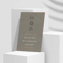 Khaki Vertical do Logotipo Trio de Gemstone Modern