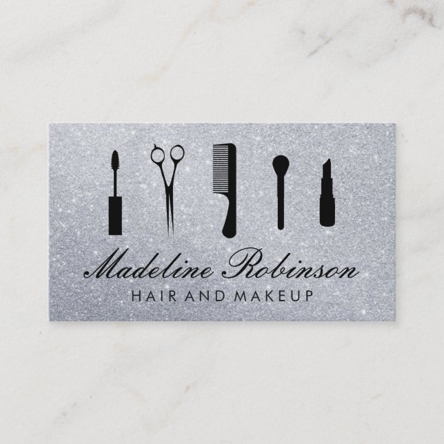 Cartão De Visita Kit de Glamor com Glitter Elegante (Frente)