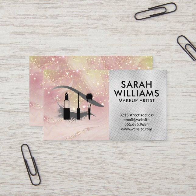 Cartão De Visita Kit de maquilhagem | Traços oculares | Pó de estre (Frente/Verso In Situ)