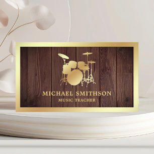 Cartão De Visita Kit de Tambor de Ouro Professor de Música de Madei
