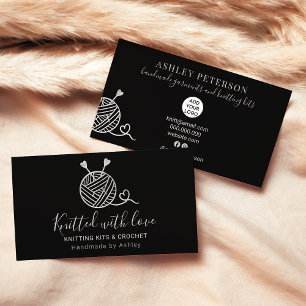 Cartão De Visita Kit em fios de crochê de prata preto