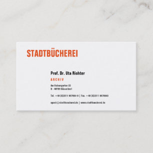 Cartão De Visita Klare Visitenkarte mit orange