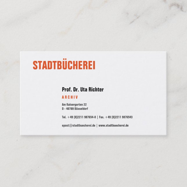 Cartão De Visita Klare Visitenkarte mit orange (Frente)