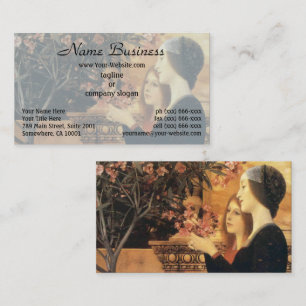 Cartão De Visita Klimt Duas Meninas com Oleandro Art Nouveau