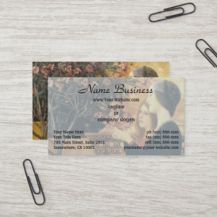Cartão De Visita Klimt Duas Meninas com Oleandro Art Nouveau