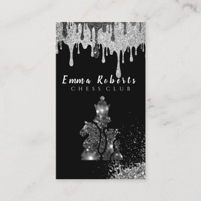 Cartão De Visita Knight Chess Piece - Faux Silver Foil  (Frente)