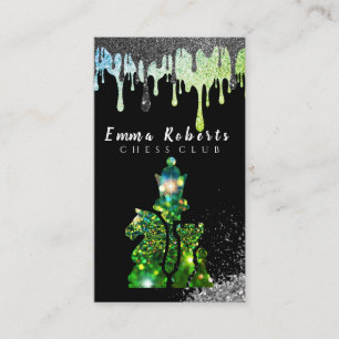 Cartão De Visita Knight Chess Piece - Faux Silver Foil Business Ca