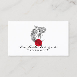 Cartão De Visita Koi Fish Mandala Red Dot Espiritual
