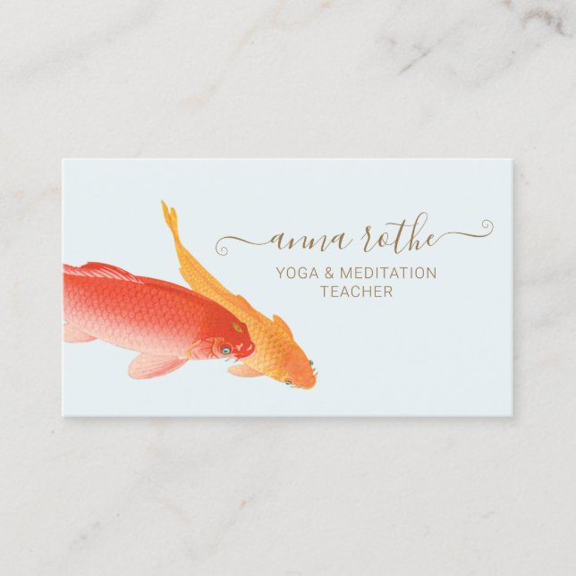 Cartão De Visita Koi Fish Yoga e professor de Meditação (Frente)