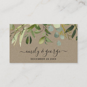 CARTÃO DE VISITA KRAFT FOLIAGE WATERCOLOR WEDSITE RSVP