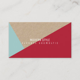 Cartão De Visita kraft geométrica mínima moderna e elegante vermelh