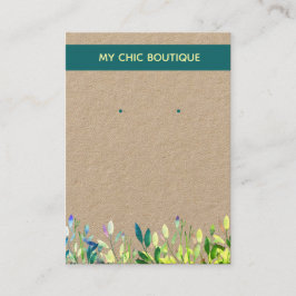 Cartão De Visita Kraft Handmade Earring Display Floral Boho teal