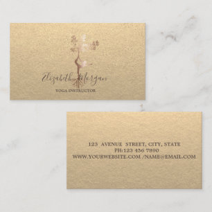 Cartão De Visita Kraft, Instrutora de Yoga Silouette Gold Confetti