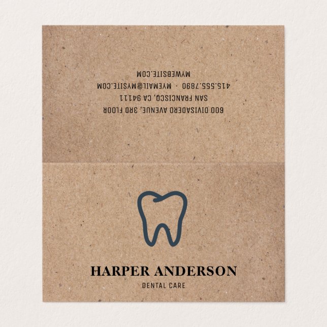Cartão De Visita Kraft Modern Black Professional Dental Care (Exterior Desdobrado)