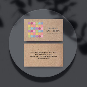 Cartão De Visita Kraft Modern Colorful Macarons Professiona