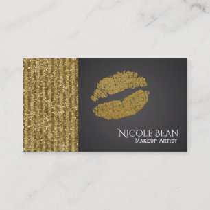 Cartão De Visita Lábios Beleza Brilho Glamour Chic Faux Dourado Lan