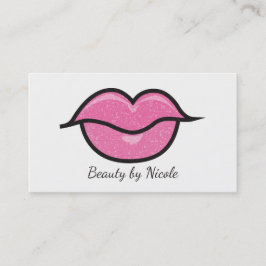 Cartão De Visita Lábios Brilhantes Rosa Beijo Maquiagem Chic Glam B