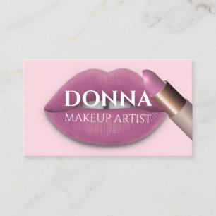 Cartão De Visita Lábios cor-de-rosa rosa Código QR Logotipo Makesti