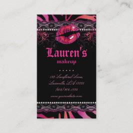 Cartão De Visita Lábios De Artista N Lace Zebra Vermelho Rosa