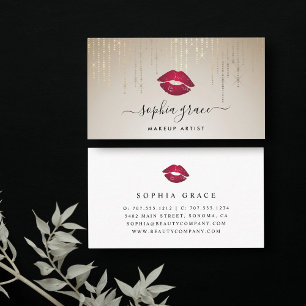 Cartão De Visita Lábios de Artistas da Chuva do ouro