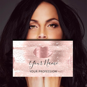 Cartão De Visita Lábios de Beijo de Rosa de Artista de Ativação 