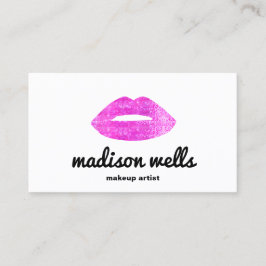 Cartão De Visita Lábios de Sequência Rosa do Artista Moderno Makeup