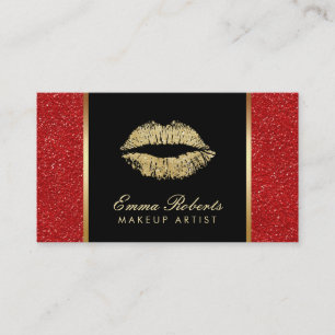 Cartão De Visita Lábios Dourados Do Artista Trendy Red Glitter Sal