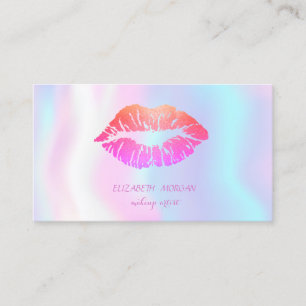 Cartão De Visita Lábios Glittery Modernos, Maquiagem Artística Holo