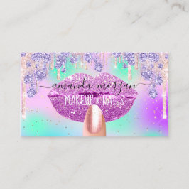 Cartão De Visita Lábios Holográficos de ativação do Unhas Manicure 