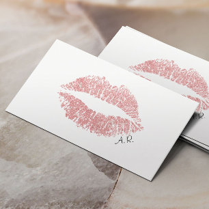 Cartão De Visita Lábios Luminosos Dourados Elegantes Salon Minimali