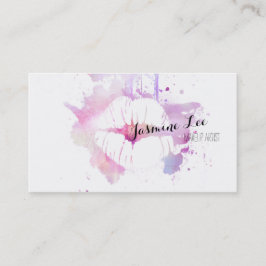 Cartão De Visita lábios modernos chiques do roxo da aguarela do