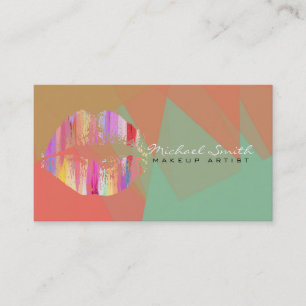 Cartão De Visita Lábios na moda Makeup Artista Moderno Mosaico #18