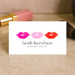 Cartão De Visita Lábios Negros Trio Watercolor Makeup Artista Branc<br><div class="desc">Uma ilustração aquosa de três beijos de batom rosa e vermelho é definida em um fundo branco para um design único e atraente neste modelo de cartão de negócios inspirado em beleza. Criado para maquiagem,  profissionais de beleza,  marcas cosméticas e muito mais. © 1201AM CREATIVE</div>