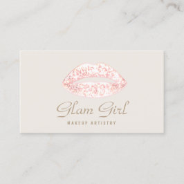 Cartão De Visita Lábios Rosa Glitter Glitter Maquietam Artista