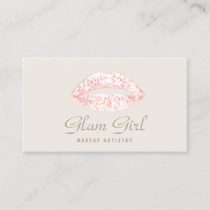 Cartão De Visita Lábios Rosa Glitter Glitter Maquietam Artista