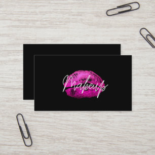 Cartão De Visita Lábios Rosas Beijo Maquiagem Beleza Glam Chic Pret
