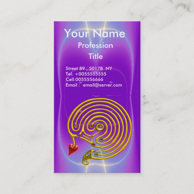 Cartão De Visita LABIRINTH Dourado HÍPER/ONDAS LUMINOSAS AZUIS PURP (Frente)