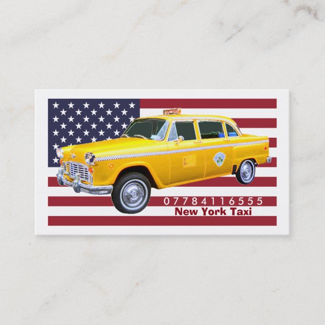 Cartão De Visita Laboratório de Taxi Amarelo - Bandeira Americana (Frente)