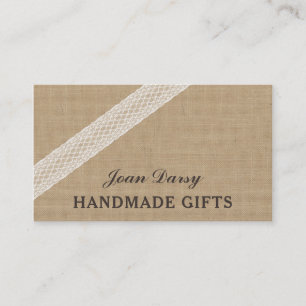 Cartão De Visita Lace branco de burlap de classe profissional