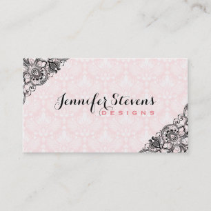 Cartão De Visita Lace De Vintagem Floral Preto E Rosa